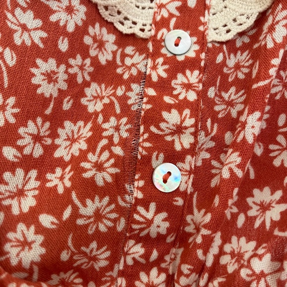 Lost + Wander crop top, orange, ruffle, floral, small - Picture 3 of 6